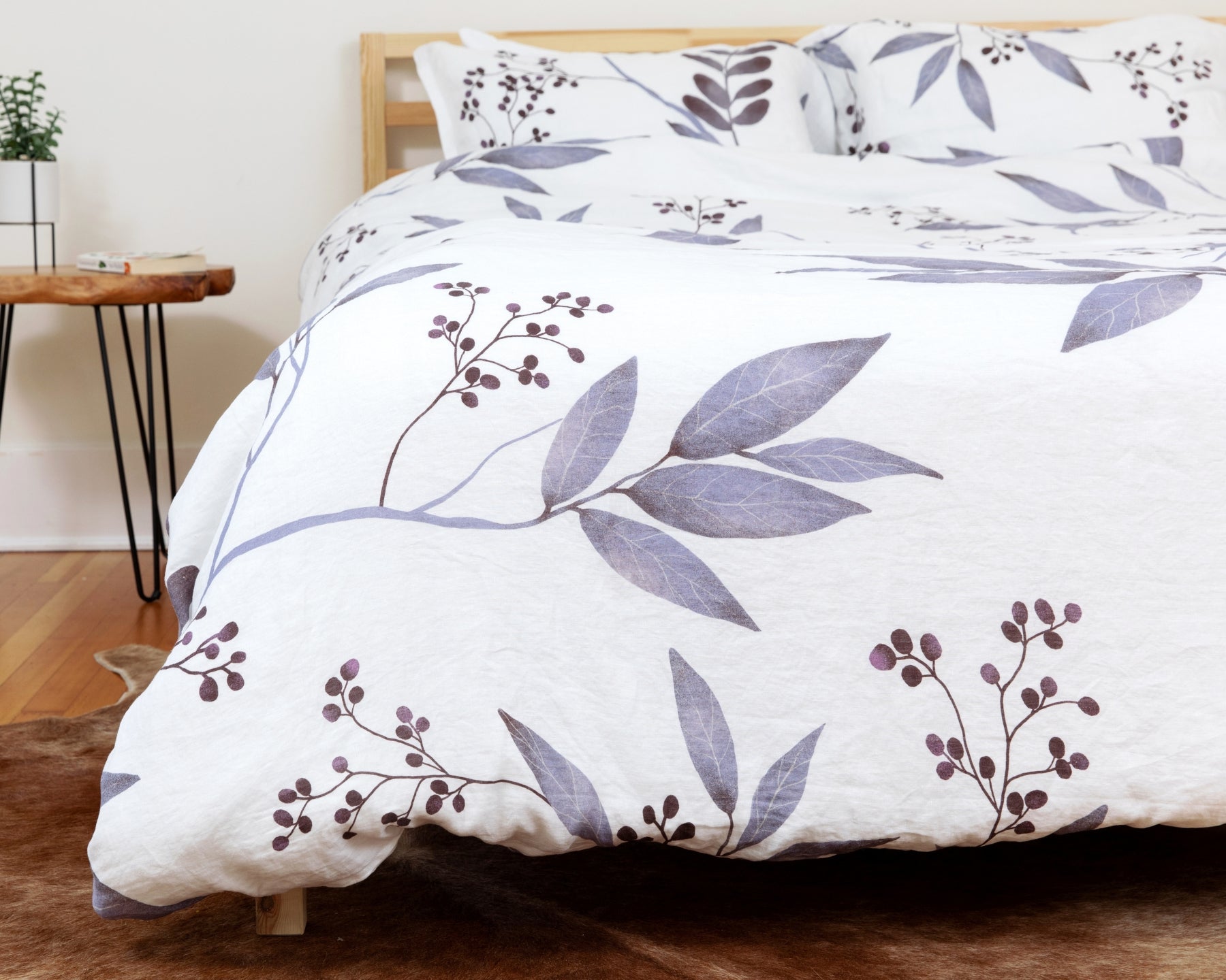 European Linen Duvet Cover Set | Blålig Print