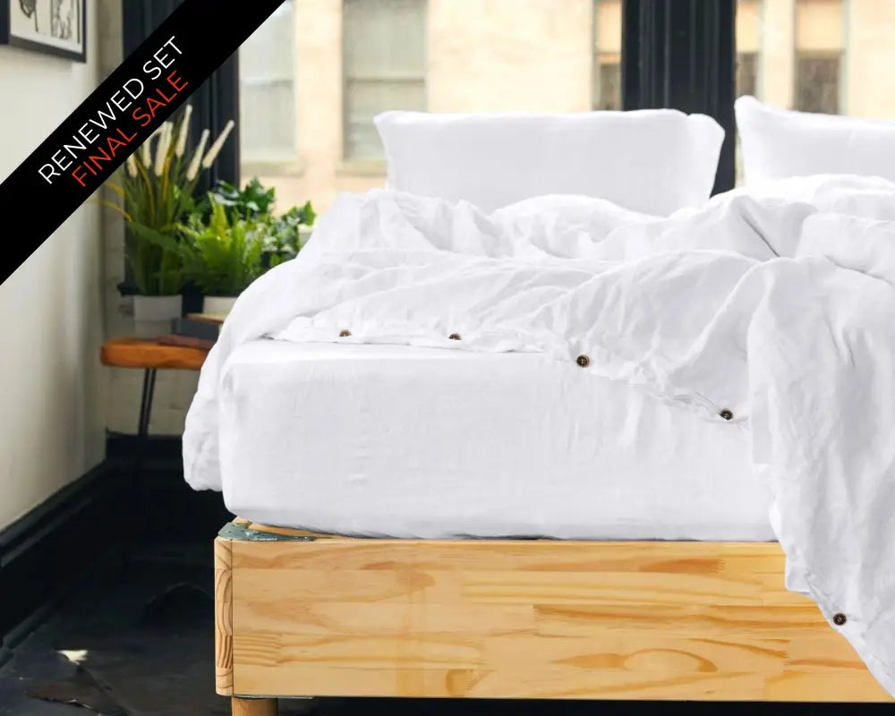 European Linen Fitted Sheet | Renewed - Hvid (white) / Full - Fitted Sheet