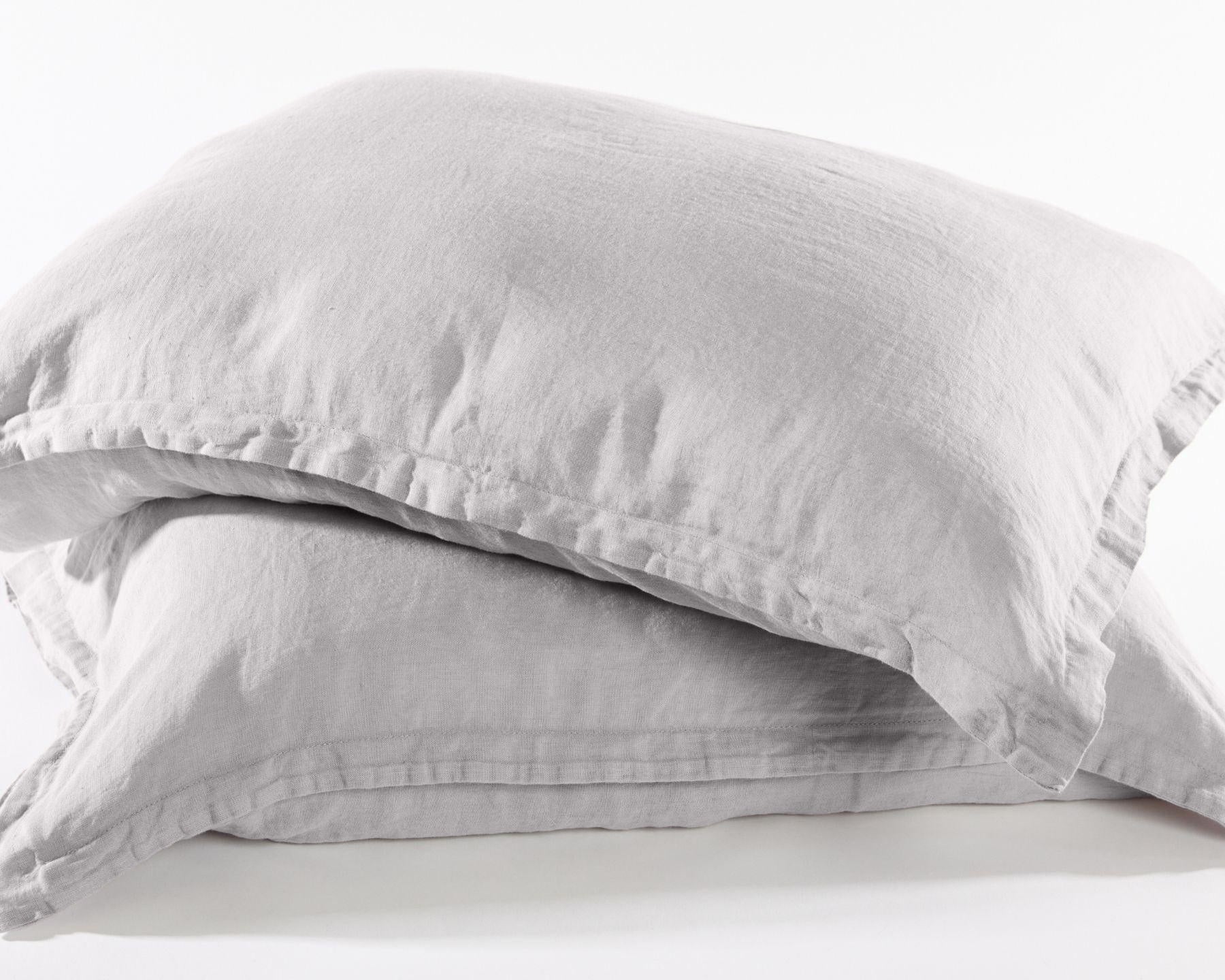 Light grey organic European linen pillowcases