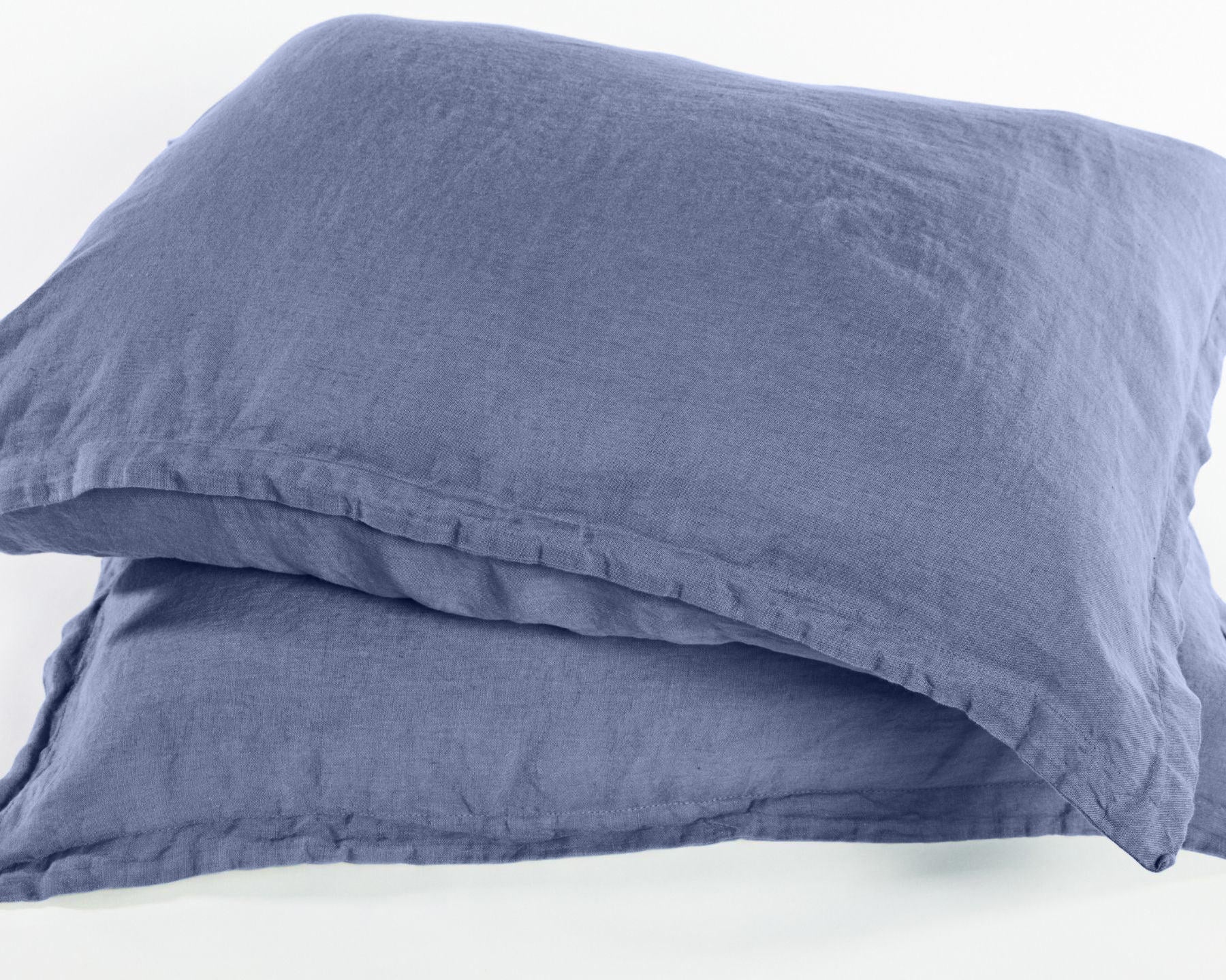 Dusty blue organic European linen pillowcases
