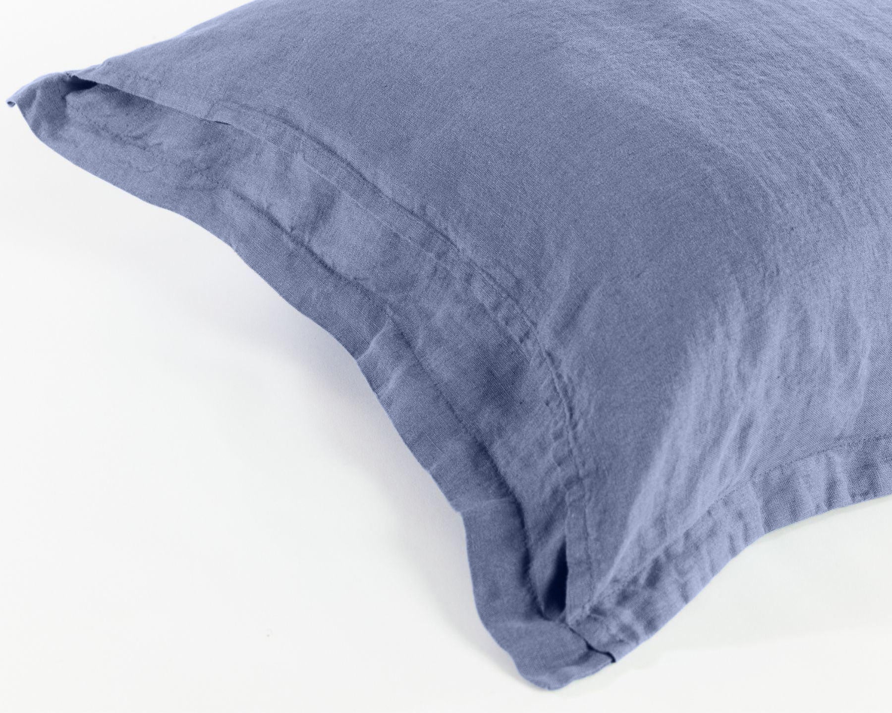 Dusty blue organic European linen pillowcases - Gråblå (Blålig)