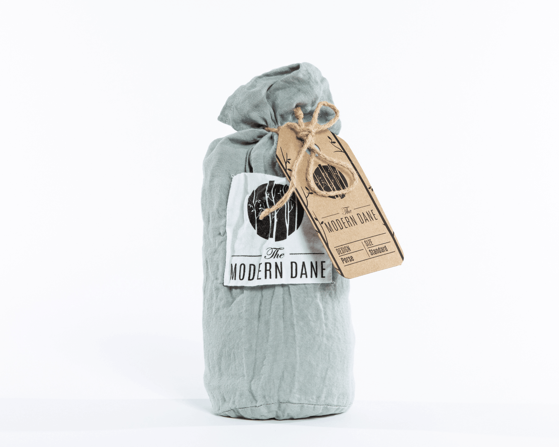 White organic European linen pillowcases with modern Scandinavian design in linen pouch - Standard/King