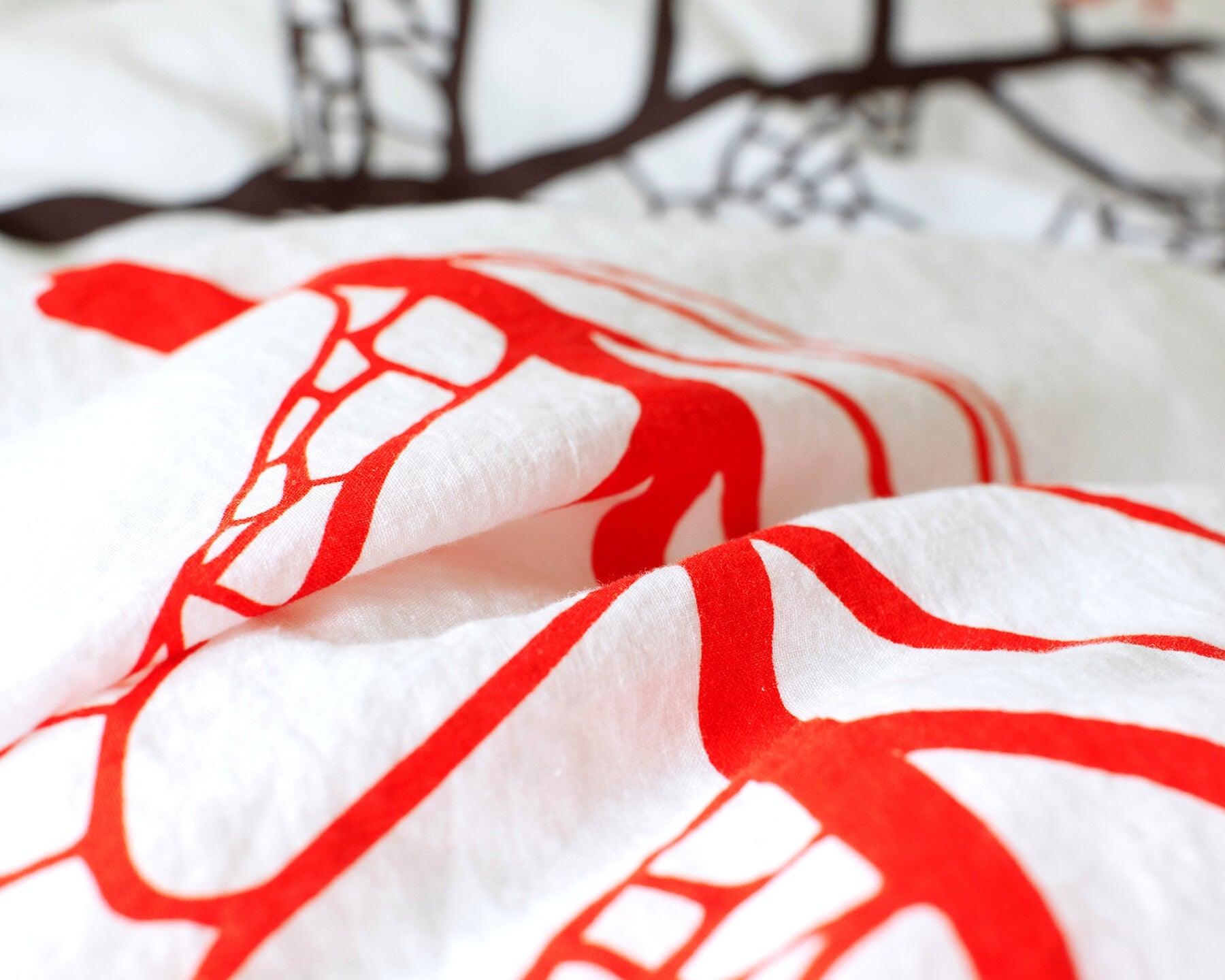Organic European linen duvet cover set in modern Scandinavian design with leaves in fall colors - Twin / Standard, Full/Queen / Standard, King/Cal-King / Standard, King/Cal-King / King