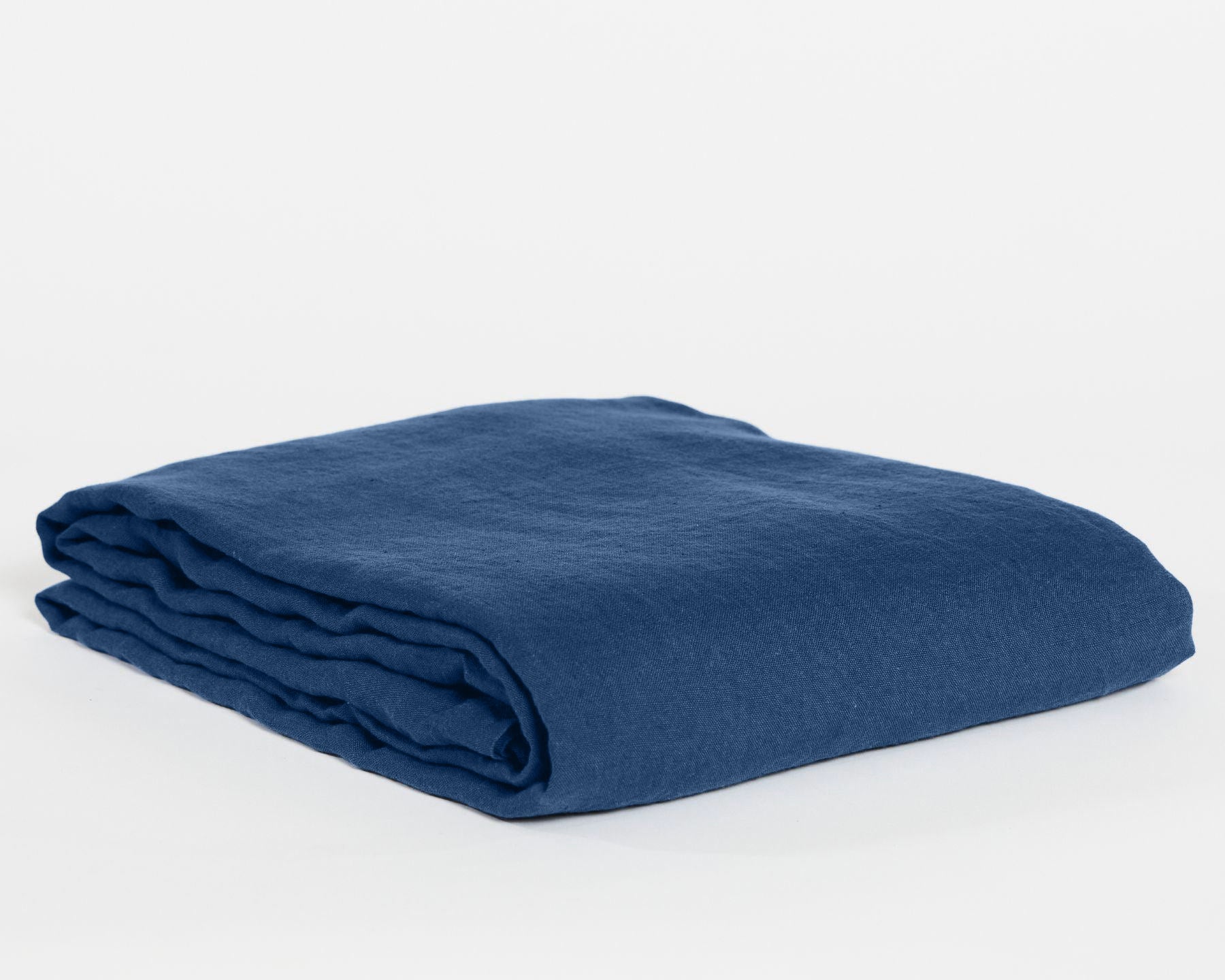 Organic linen top sheet from premium European flax. Blue color.