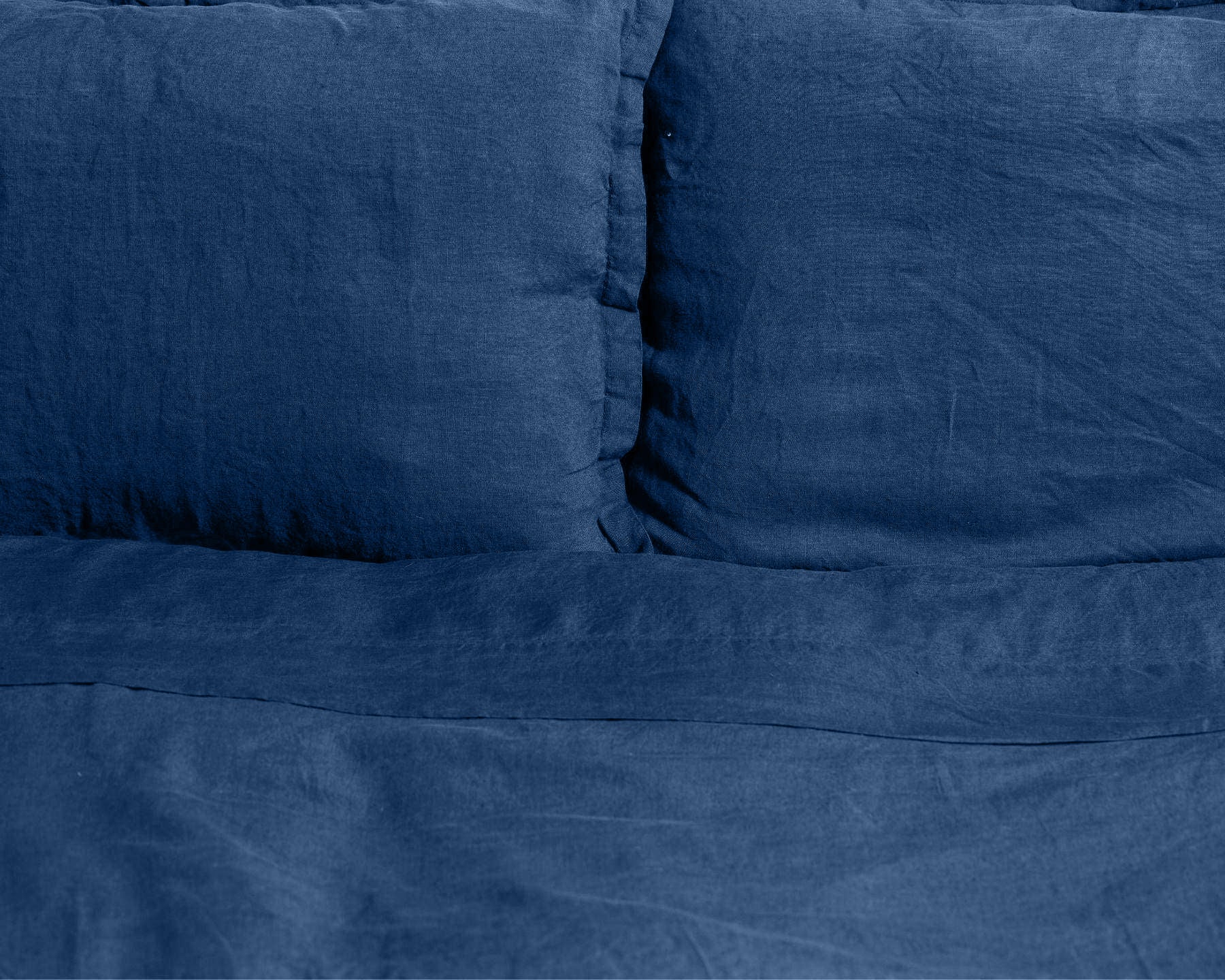 Organic linen top sheet from premium European flax. Blue color.