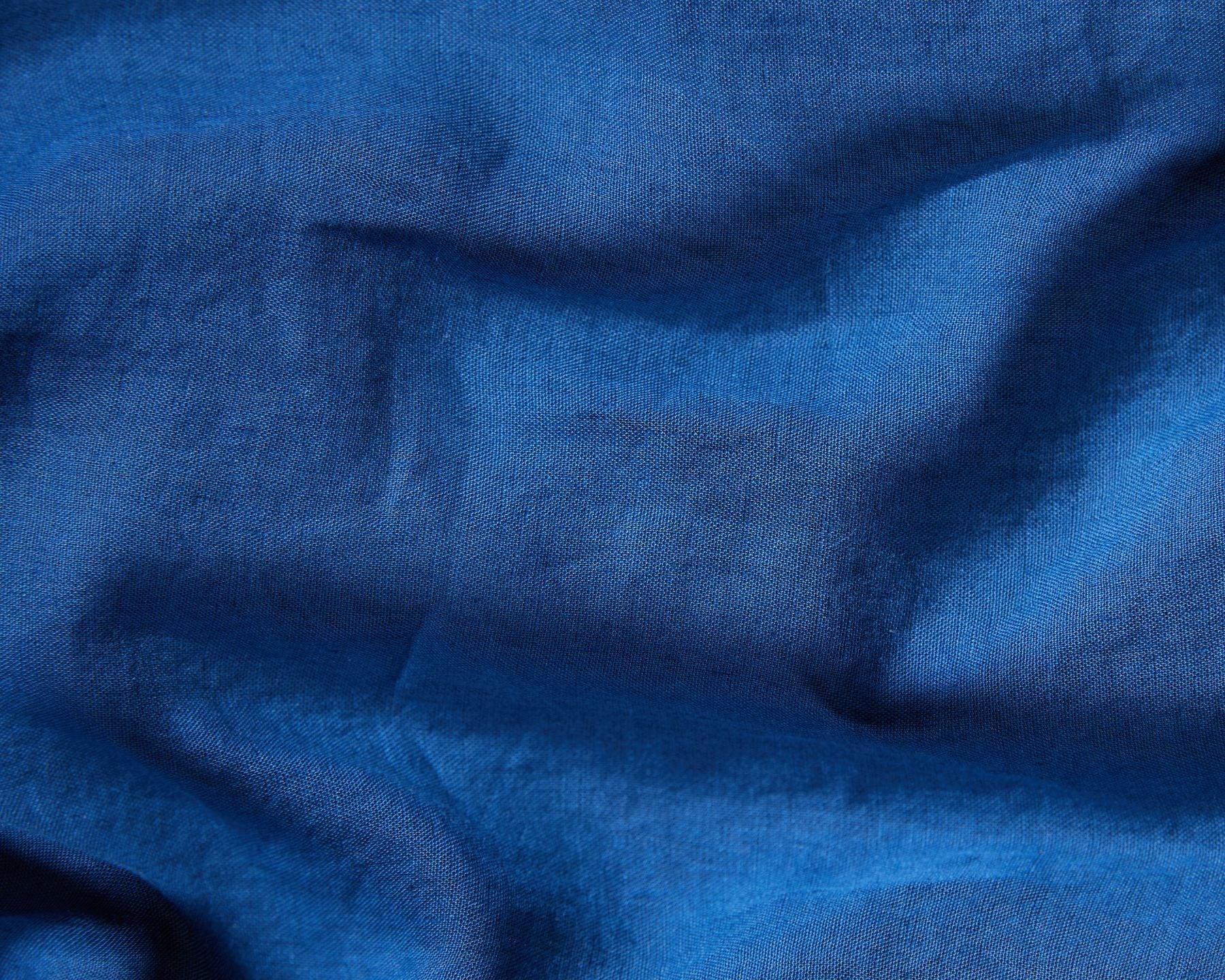 Organic linen top sheet from premium European flax. Blue color.