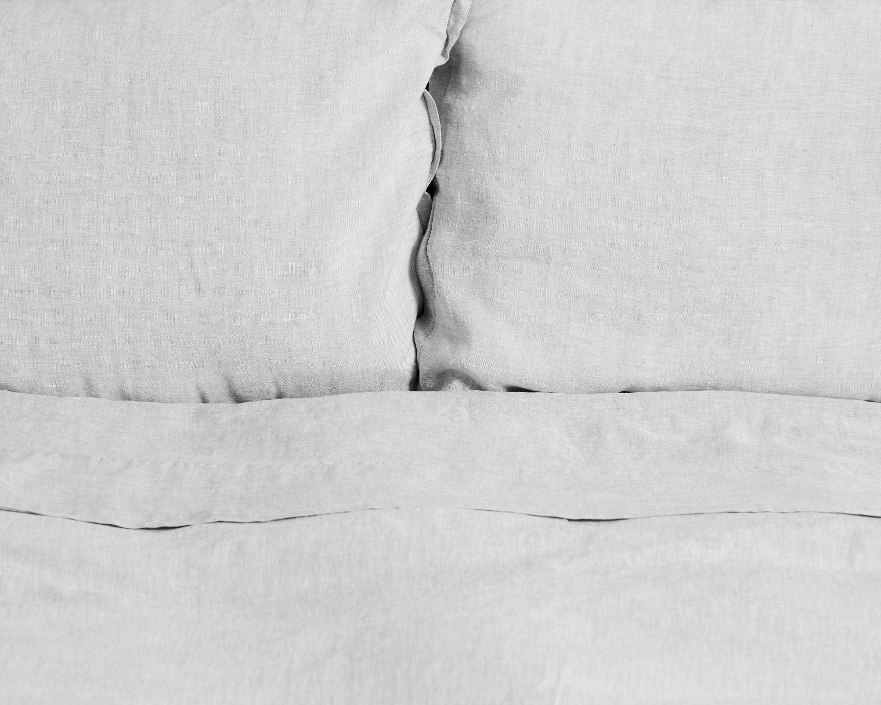 Organic linen top sheet from premium European flax. Chambray grey color.