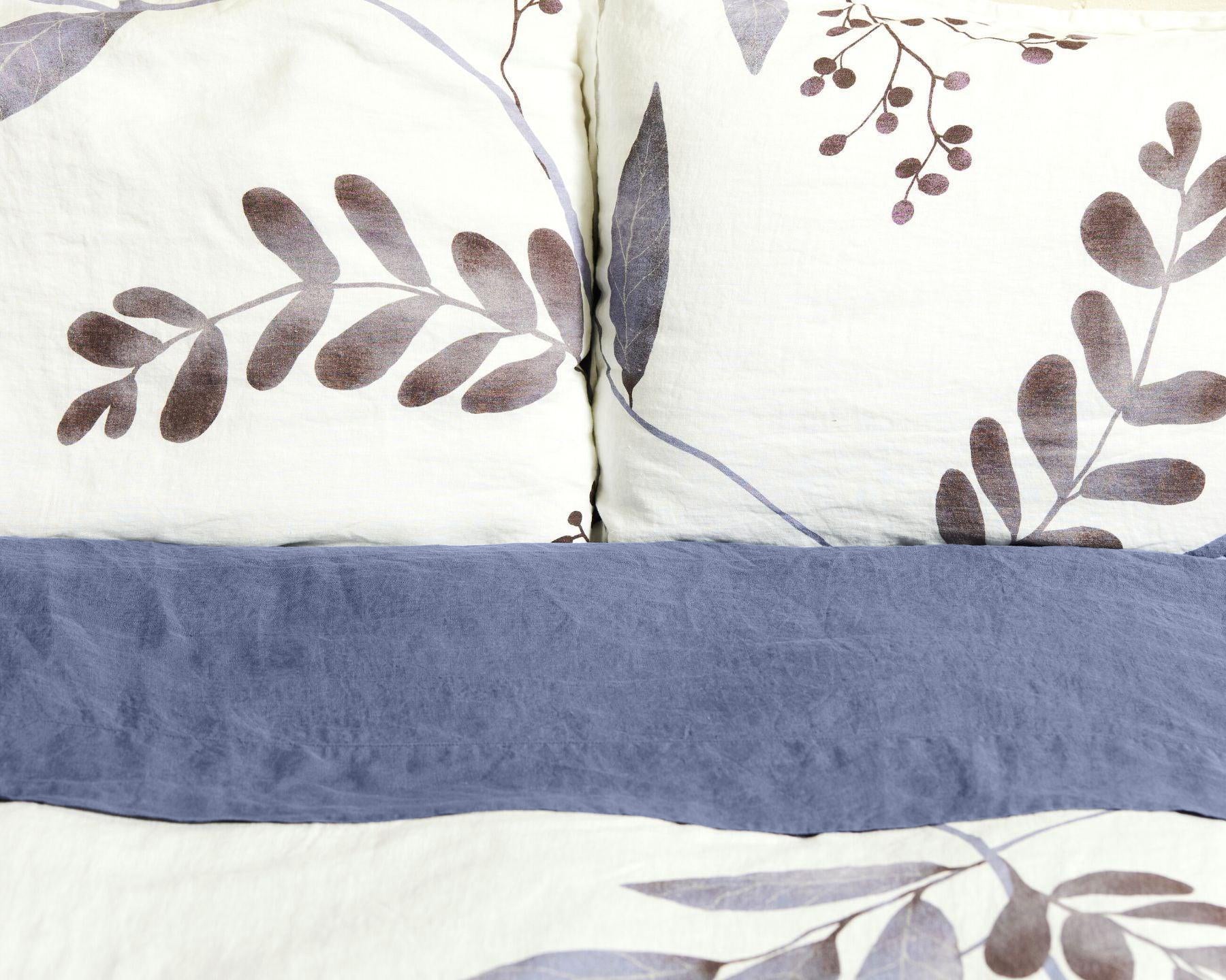Organic linen top sheet from premium European flax. Dusty blue color.