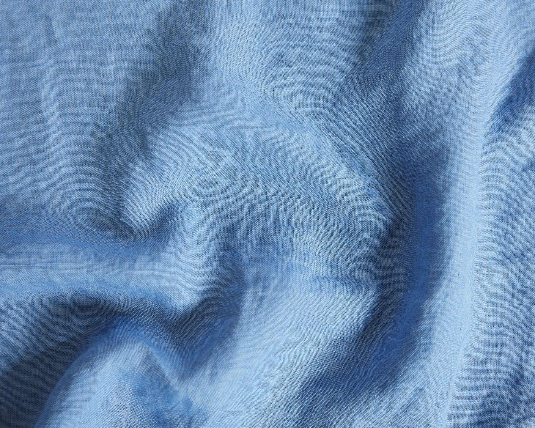 Organic linen top sheet from premium European flax. Light blue color.