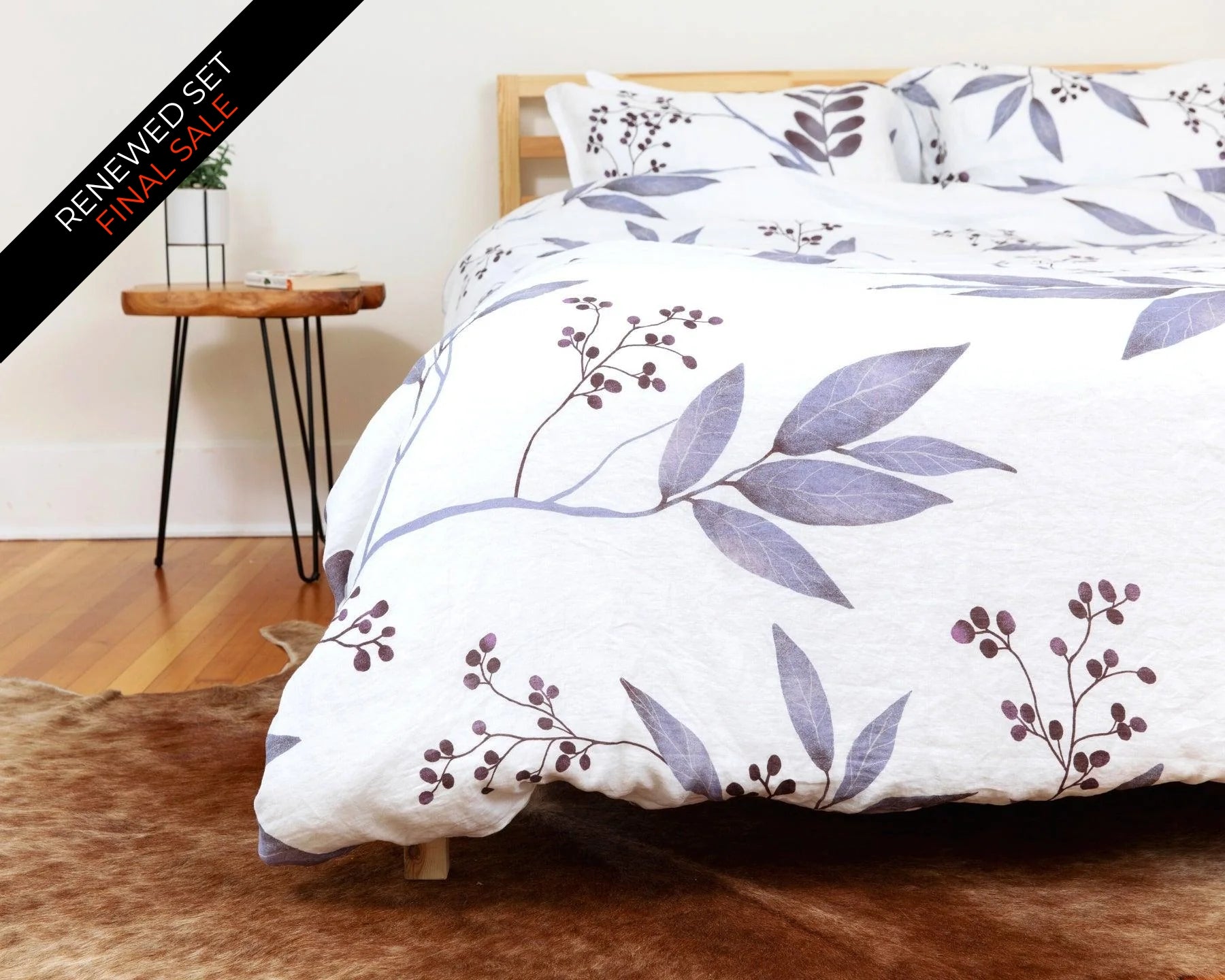 Organic European Linen Duvet Cover Set | Blålig | Renewed