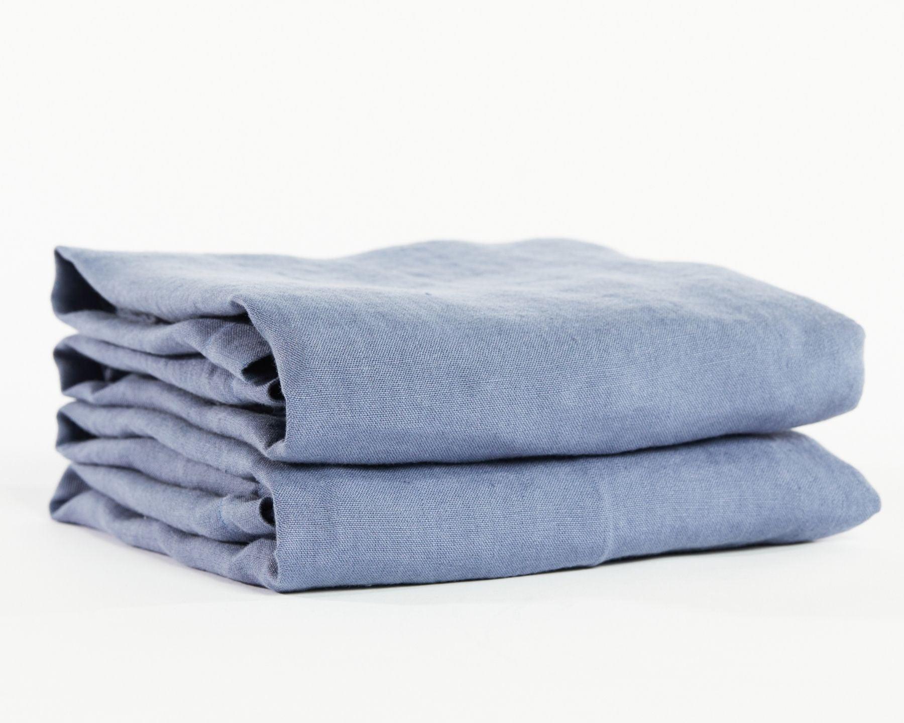 Dusty blue organic European linen pillowcases - Gråblå (Blålig)