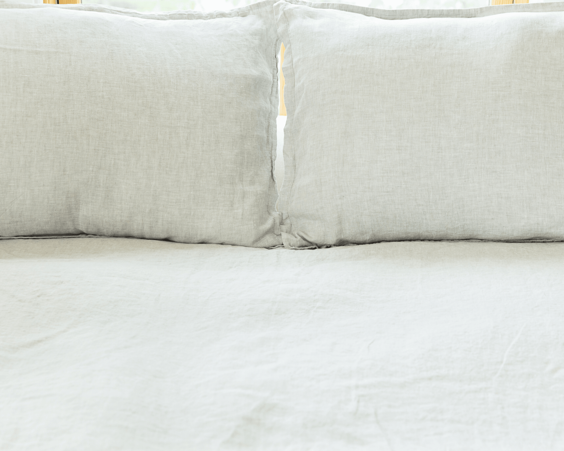 Chambray grey organic European linen duvet cover set with two matching pillowcases - Grå (grey)
