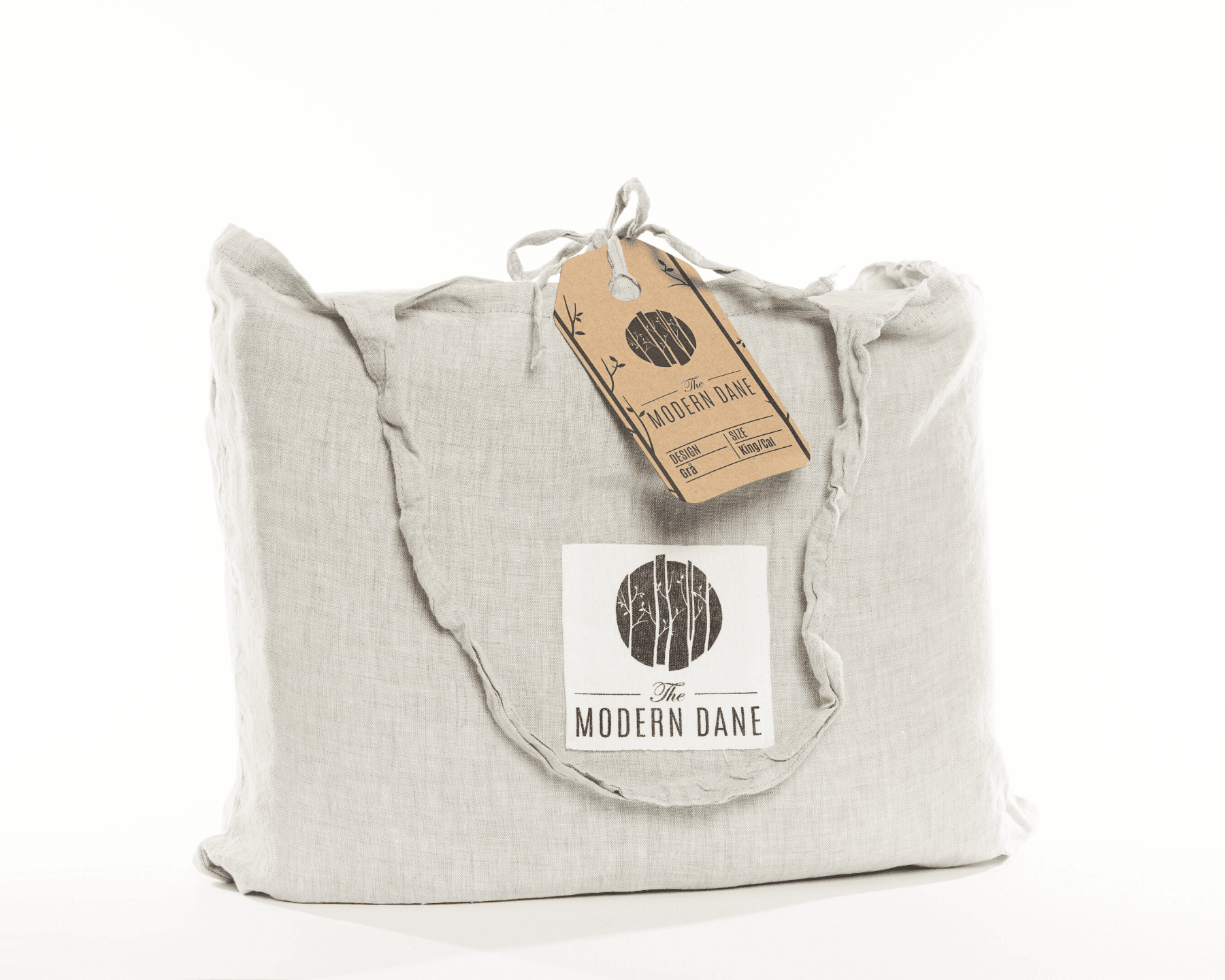 Chambray grey organic European linen duvet cover set with two matching pillowcases - Grå (grey)