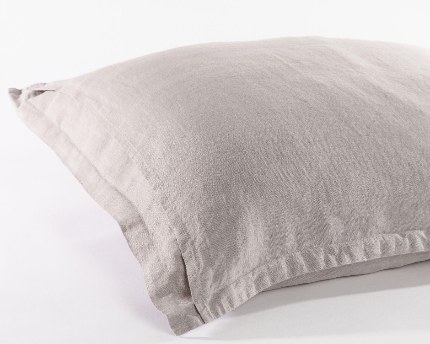 Light grey organic European linen pillowcases - Lysegrå (Agern)