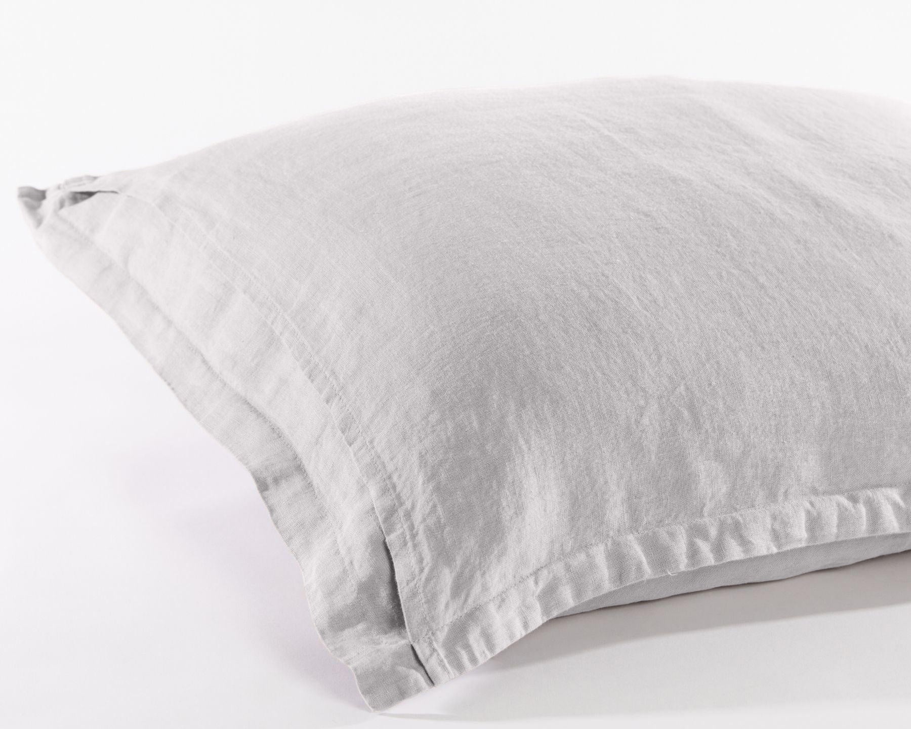 Light grey organic European linen pillowcases - Lysegrå (Agern)