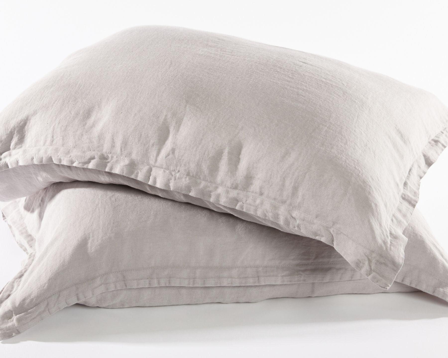 Light grey organic European linen pillowcases