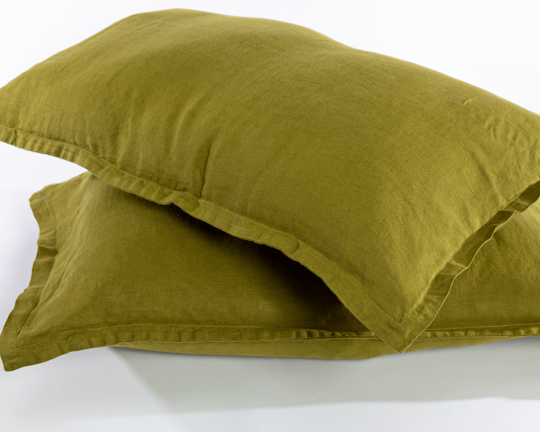 Olive green organic European linen pillowcases
