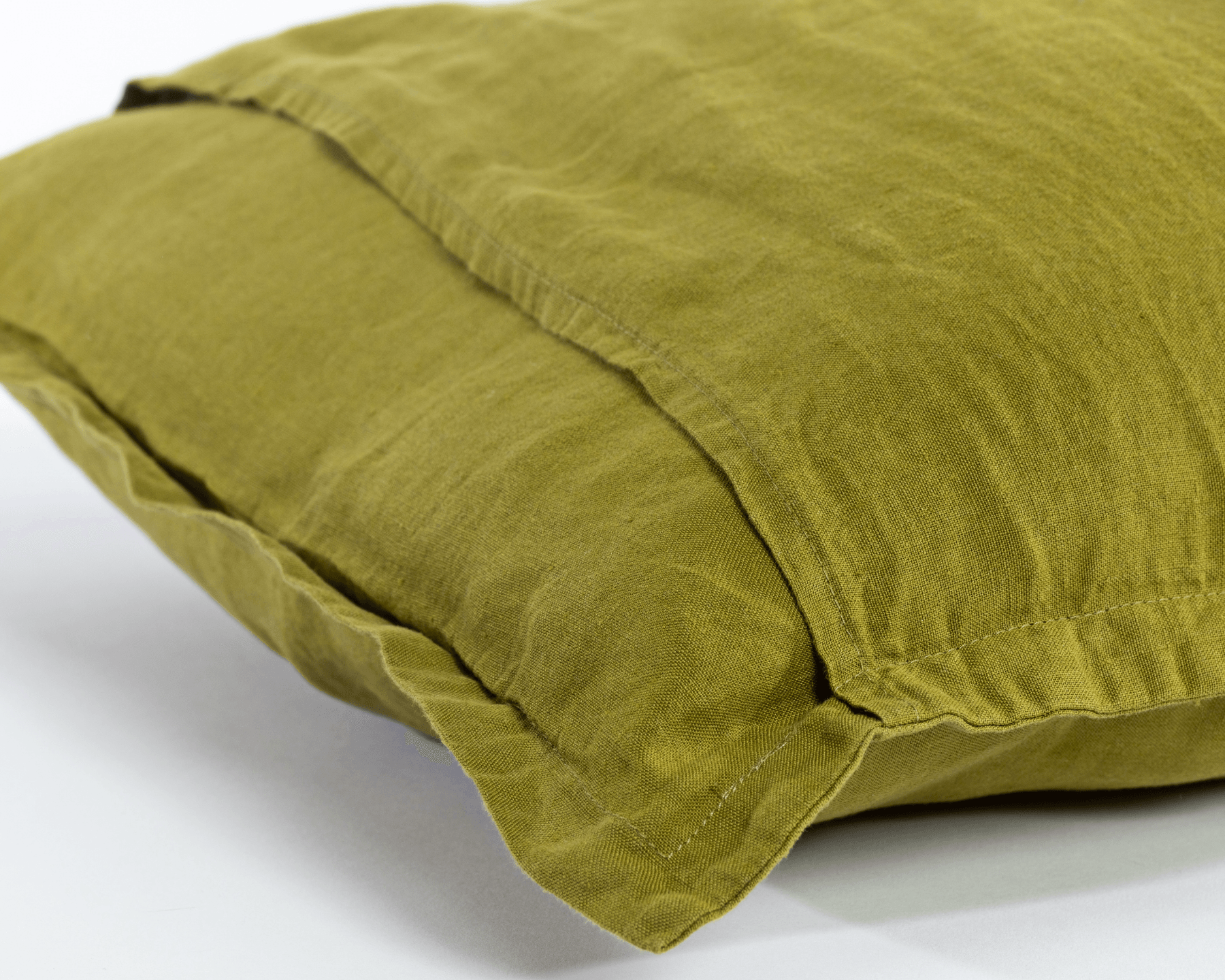 Olive green organic European linen pillowcases - Grøn (green) - Grøn (green)